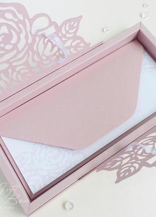 Gift box «rose» цвет 4 (дымчато розовый) - открытка в коробочке6 фото