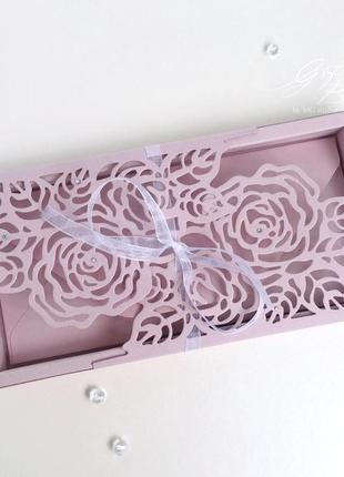 Gift box «rose» колір 4 (димчасто-рожевий)- листівка в коробочці1 фото