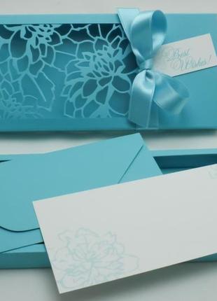 Листівка в коробочці gift box florale колір бірюзовий5 фото