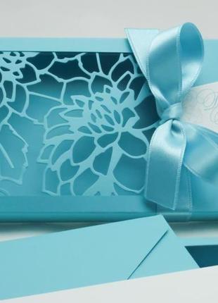 Открытка в коробочке gift box florale цвет  бирюзовый7 фото