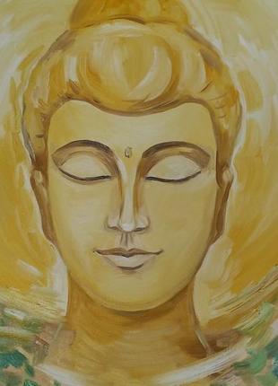 Картина маслом "будда" золотой будда 50 на 70 см1 фото