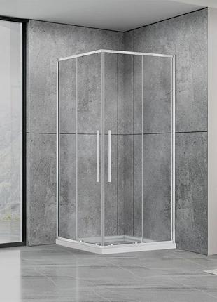 Квадратна душова кабіна dusel dsl194chrome 1000*1000*1900, двері розсувні, профіль хром