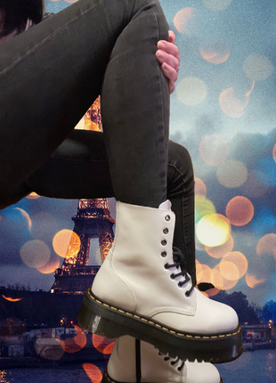 Черевики dr. martens  jadon white 15265100 polished smooth 39 мартенси жадон шкіра leather10 фото