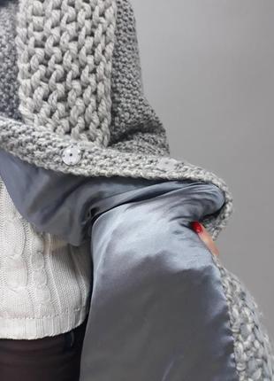 Серо-бежевое пальто из органической шерсти с альпакою на подкладке из натурального шелка5 фото