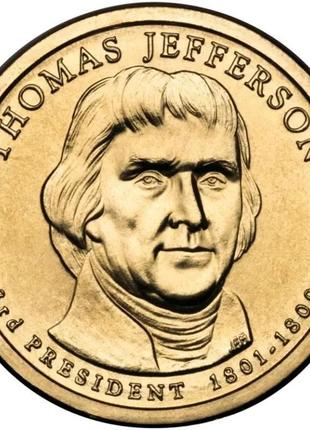 Монета сша 1 долар, 2007 року, 3 президент сша - томас джефферсон (1801-1809)