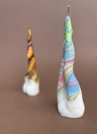 Свічка ручної роботи жіночі ніжки в кольорових панчішках2 фото
