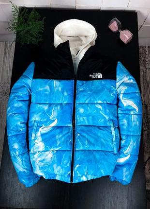 Куртка tnf двухцветная черная с голубым7-400