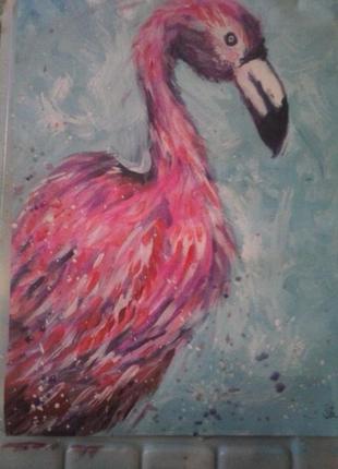 Картина "фламинго в холодных тонах"