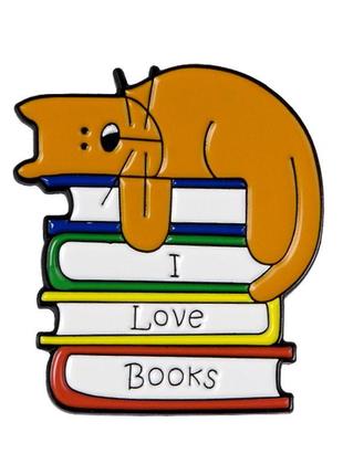 Значок - пин кот i love books1 фото