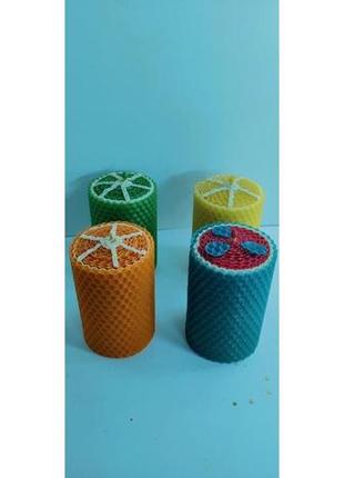 Оригінальні  новорічні еко подаруночки свічки з вощини в виді фруктів апельсин лимон лайм і кавун3 фото