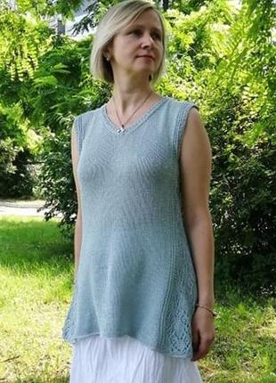 Льняная туника с ажурными вставками