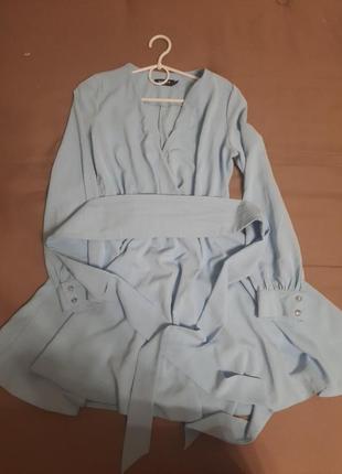 Нежно-голубое платье3 фото