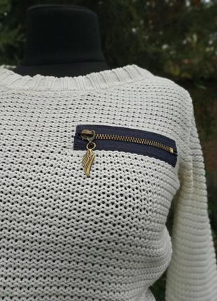 Белый свитер с застёжкой 50% хлопок arizona вязка мелкая минимализм винтаж2 фото