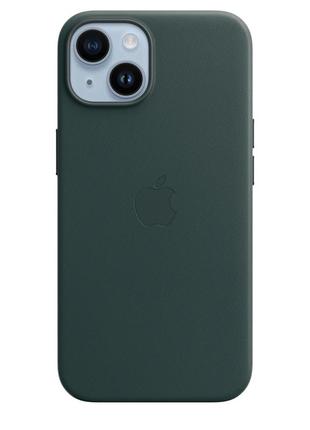 Чохол apple iphone 14 leather case with magsafe - forest green3 фото