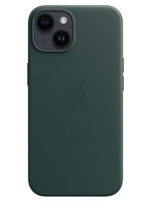 Чохол apple iphone 14 leather case with magsafe - forest green4 фото