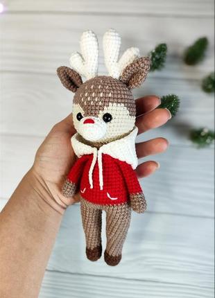 Різдвяна іграшка олень, м'яка іграшка олень, новорічна подарункова іграшка3 фото