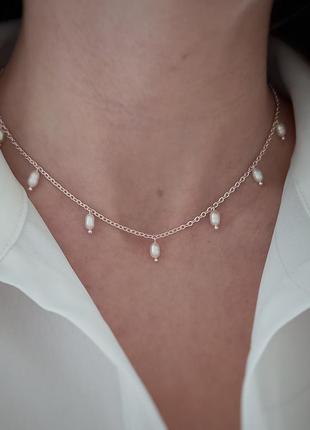 Минималистичное ожерелье с жемчужинами