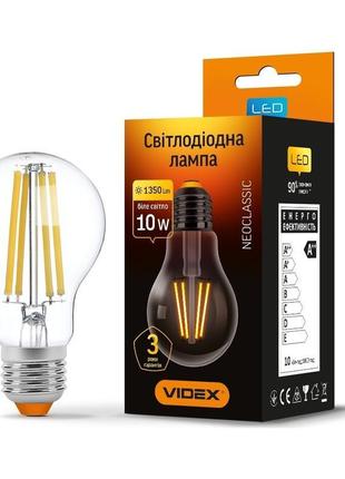 Led лампа videx filament a60f 10w e27 4100k