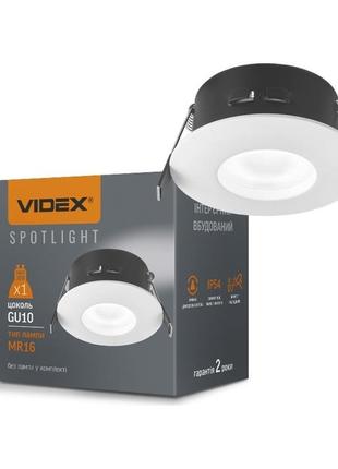 Світильник videx під лампу gu10 врізний круглий білий ip54 vl-...