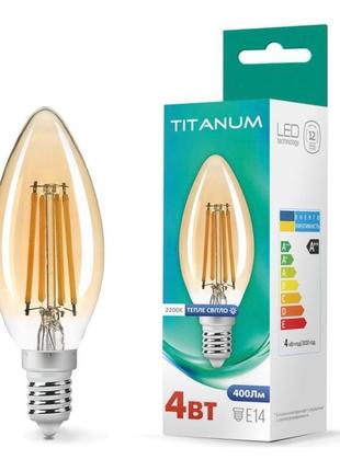 Led лампа titanum filament c37 4w e14 2200k бронза