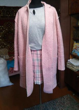 Пальто буклированное , розовое , легкое7 фото