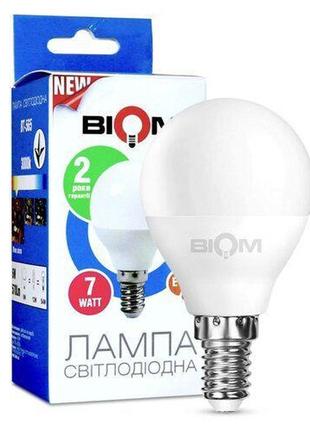 Світлодіодна лампа biom bt-565 g45 7w e14 3000к матова