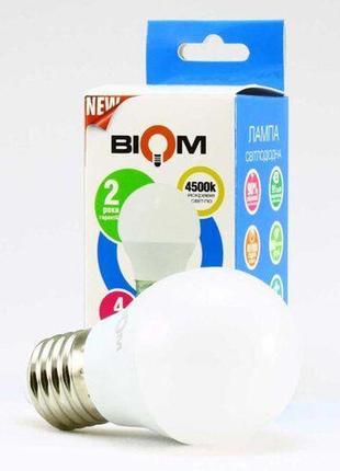 Світлодіодна лампа biom bt-544 g45 4w e27 4500к матова5 фото