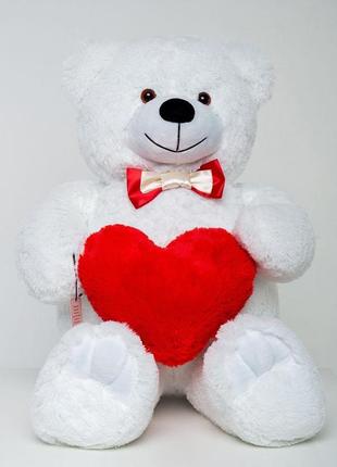 Плюшевий ведмедик із серцем mister medved майк 85 см білий