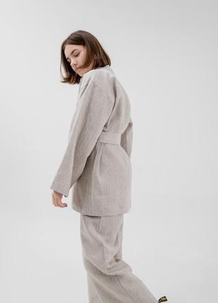 Костюм кимоно с кюлотами из плотного фактурного льна, свободного фасона женский. льняной костюм