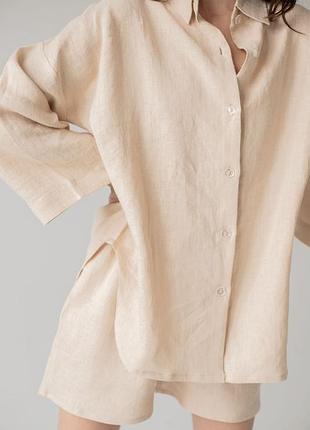 Костюм з льону для прогулянок та відпочинку "пряжене молоко". лляний костюм, костюм з льону