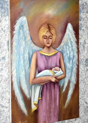 Ангел с младенцем на руках, холст, 30х50