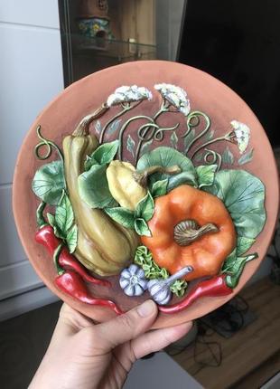 Сувенирная тарелка-панно « урожайные тыквы»