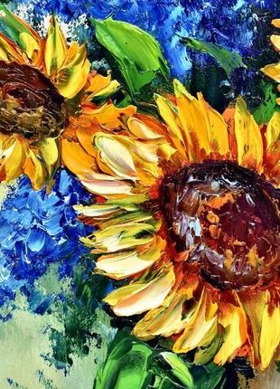 Подсолнухи и полевые цветы, оргалит, 25х35см