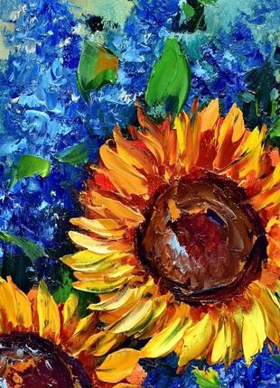 Подсолнухи и полевые цветы, оргалит, 25х35см