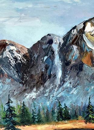 Горный пейзаж с горной рекой, оргалит,40х50