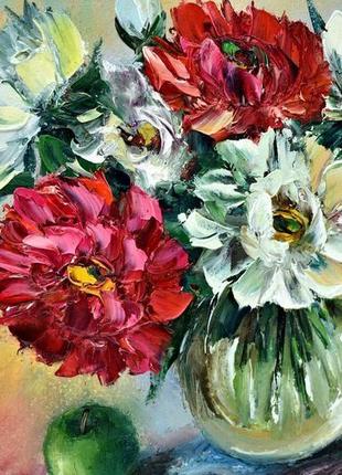 Цветы натюрморт мастихином, оргалит 24х306 фото