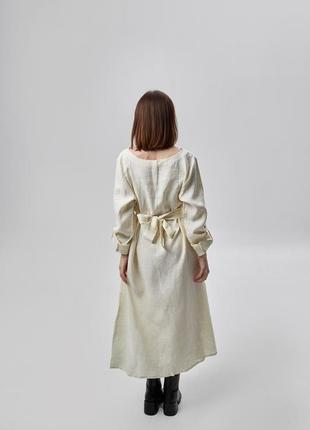 Сукня-трансформер з льону міді "ваніль". лляна сукня-трансформер, сукня-трансформер з льону міді2 фото
