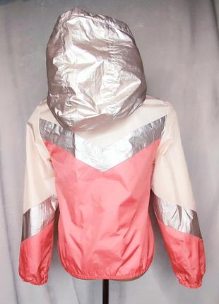 Куртка-ветровка детская kiabi  лососевая с бежевым (146-152 см)5 фото
