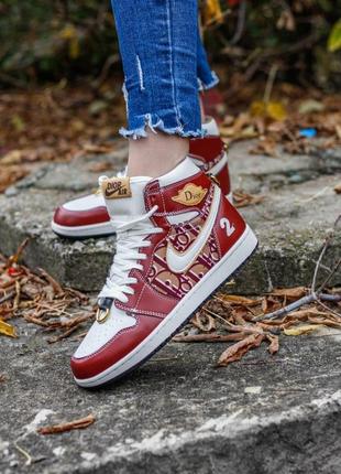 Кроссовки "nike dior x air jordan 1 high og 2020  wine red"