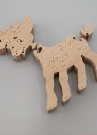 Дерев'яні пазли розвиваючі іграшки для малюків оленятко 10х12 см4 фото