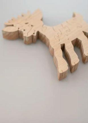 Деревянные пазлы развивающие игрушки для малышей олененок 10х12 см2 фото
