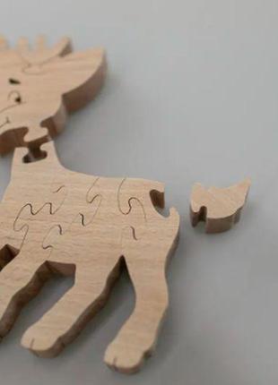 Деревянные пазлы развивающие игрушки для малышей олененок 10х12 см5 фото