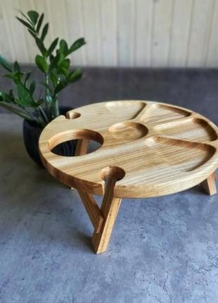 Дерев'яний винний столик d-35 дуб,ясен