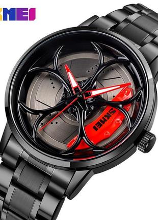 Годинник у вигляді колеса, що крутиться skmei 1990b black-red2 фото