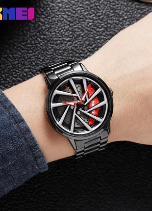 Годинник у вигляді колеса, що крутиться skmei 1990c black red-...7 фото