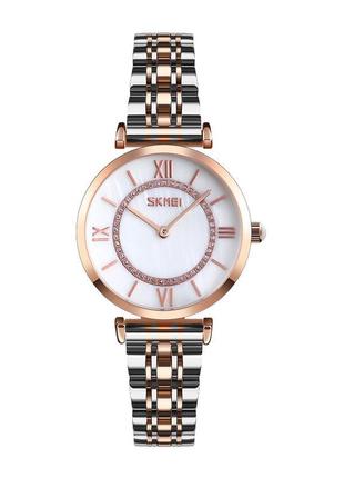 Skmei 9198trgwth-s rose gold-silver-white lady