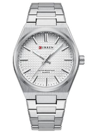 Діловий кварцовий годинник curren 8439 silver-white