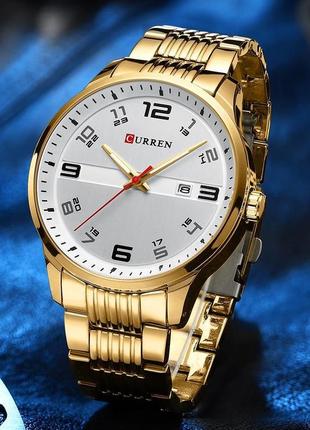 Повсякденний кварцовий годинник curren 8411 gold-white2 фото