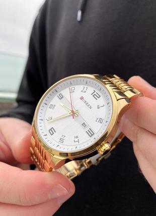Повсякденний кварцовий годинник curren 8411 gold-white4 фото
