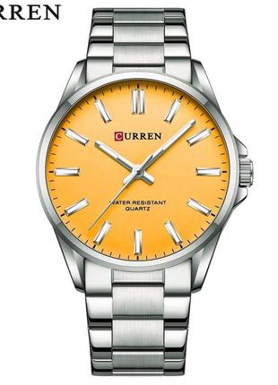 Повсякденний кварцовий годинник curren 9090 silver-orange